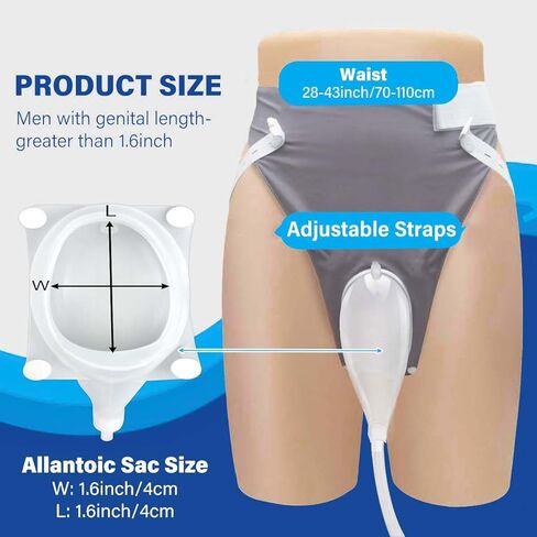Catheter for Men, Urine Collection System, Reusable Portable Silicone Urinal with 2 Bags (1000ml & 2000ml), 1.2M Tube, and Adjustable Breathable Pants (Men) in Kuwait