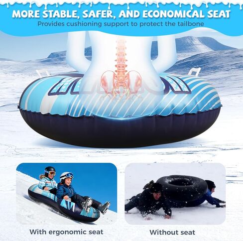 Snow Tube with Towable Tow Rope, UOLUUK 2 Persons Heavy Duty Inflatable Sled for Kids & Adults Premium Abrasion-Resistant Thickened Bottom Sledding for Outdoors in Saudi Arabia