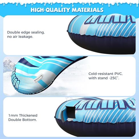 Snow Tube with Towable Tow Rope, UOLUUK 2 Persons Heavy Duty Inflatable Sled for Kids & Adults Premium Abrasion-Resistant Thickened Bottom Sledding for Outdoors in Saudi Arabia