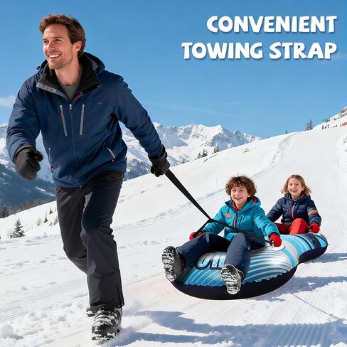 Snow Tube with Towable Tow Rope, UOLUUK 2 Persons Heavy Duty Inflatable Sled for Kids & Adults Premium Abrasion-Resistant Thickened Bottom Sledding for Outdoors in Saudi Arabia