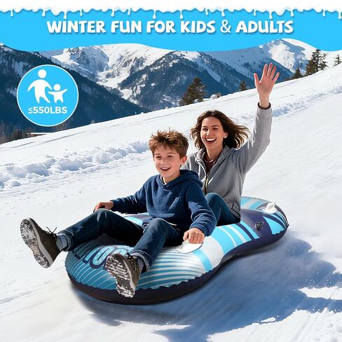 Snow Tube with Towable Tow Rope, UOLUUK 2 Persons Heavy Duty Inflatable Sled for Kids & Adults Premium Abrasion-Resistant Thickened Bottom Sledding for Outdoors in Saudi Arabia