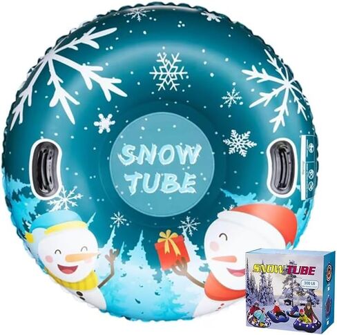 Snow Tube, 47 Inch PVC Hardy Inflatable Sleigh, Thickened Hard Bottom for Adults and Children Ski Circle, Winter Toy Outdoor Sleigh Snow Tube Sports (Chrisman 47in) in Saudi Arabia