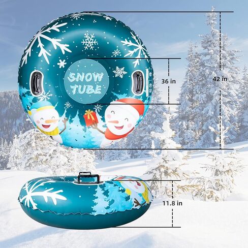Snow Tube, 47 Inch PVC Hardy Inflatable Sleigh, Thickened Hard Bottom for Adults and Children Ski Circle, Winter Toy Outdoor Sleigh Snow Tube Sports (Chrisman 47in) in Saudi Arabia
