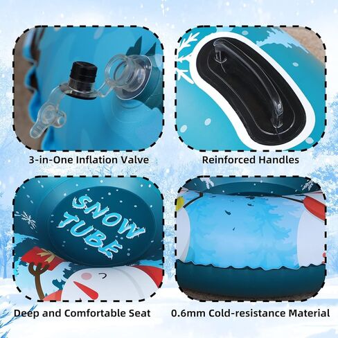 Snow Tube, 47 Inch PVC Hardy Inflatable Sleigh, Thickened Hard Bottom for Adults and Children Ski Circle, Winter Toy Outdoor Sleigh Snow Tube Sports (Chrisman 47in) in Saudi Arabia
