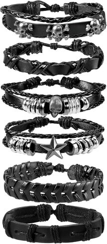 4PCS Punk Leather Rivets Bracelets,Punk Rock Leather Studded Bracelets,80s Wristband Emo Bracelet,Gothic Spike Cuff Bracelet Set for Men Women Rocker Outfits in Saudi Arabia