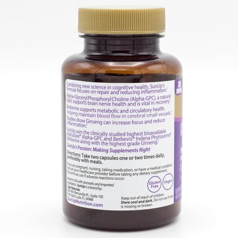 SunUp Cognition Support Capsules, 30 Doses, Alpha-GPC, Berberine, Ginseng, Glycine, Brain Health Supplement in Saudi Arabia