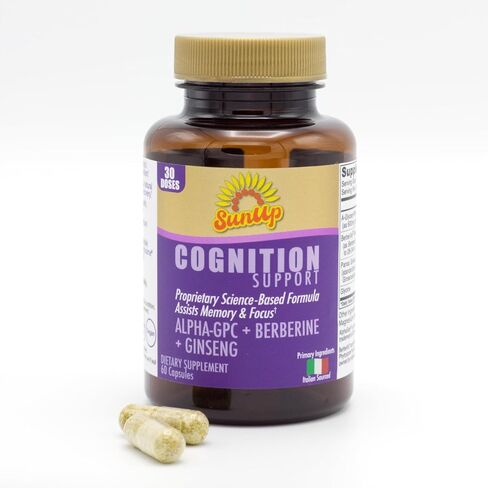 SunUp Cognition Support Capsules, 30 Doses, Alpha-GPC, Berberine, Ginseng, Glycine, Brain Health Supplement in Saudi Arabia