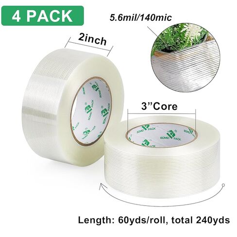 BOMEI PACK 4Rolls Reinforced Packing Tape, Heavy Duty Filament Fiber Strapping Tape 2inch, 5.5Mil x 60Yds, Total 240Yds in Saudi Arabia