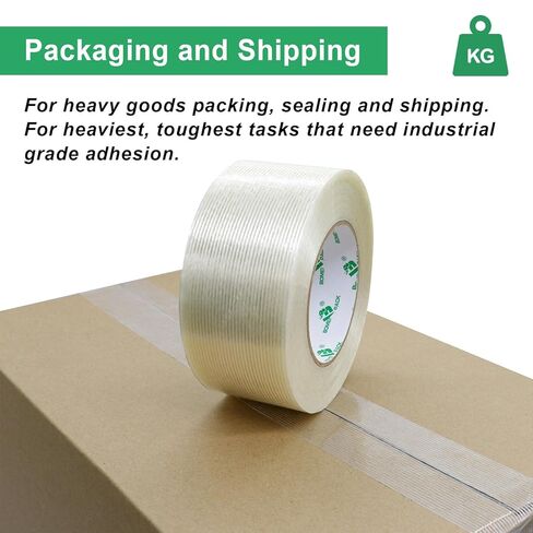BOMEI PACK 4Rolls Reinforced Packing Tape, Heavy Duty Filament Fiber Strapping Tape 2inch, 5.5Mil x 60Yds, Total 240Yds in Saudi Arabia