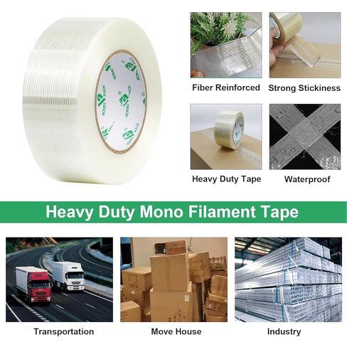 BOMEI PACK 4Rolls Reinforced Packing Tape, Heavy Duty Filament Fiber Strapping Tape 2inch, 5.5Mil x 60Yds, Total 240Yds in Saudi Arabia