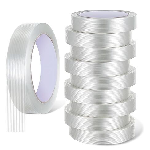 10 Pack Filament Strapping Tape 3/4in×27yds Clear Fiberglass Reinforced Packing Tape 5.5 mil Thickness Heavy Duty Wearproof Tapes(Total 270yds) in Saudi Arabia