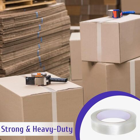 10 Pack Filament Strapping Tape 3/4in×27yds Clear Fiberglass Reinforced Packing Tape 5.5 mil Thickness Heavy Duty Wearproof Tapes(Total 270yds) in Saudi Arabia