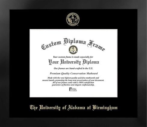 Campus Images AL995MBSGED-1185 8.5 x 11 in. University of Alabama Birmingham Single Embossed Diploma Frame with Bonus Lithograph Manhattan Black & Mat Gold in Saudi Arabia