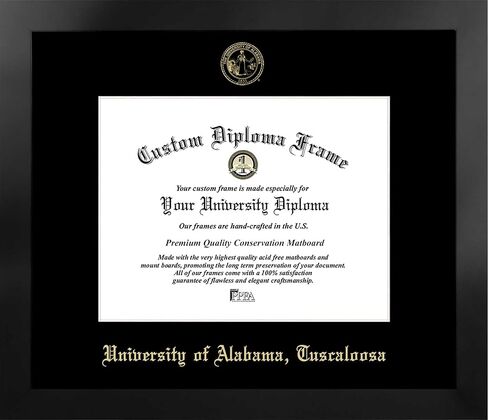 Campus Images AL993MBSGED-1185 8.5 x 11 in. University of Alabama Tuscaloosa Single Embossed Diploma Frame with Bonus Lithograph Manhattan Black & Mat Gold in Saudi Arabia