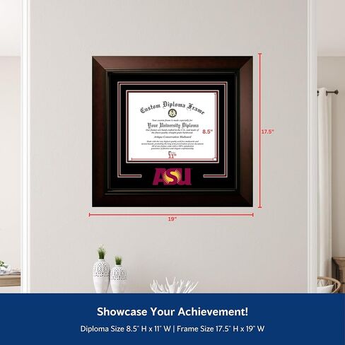 Campus Images Arizona State University Diploma Frame 8.5x11 – Legacy Black Cherry with Printed ASU Logo Officially Licensed Graduation Frame in Saudi Arabia
