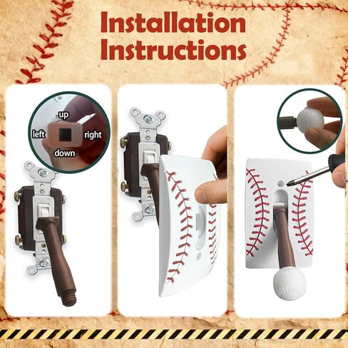 غطاء مفتاح الإضاءة بطابع البيسبول مع مقبض مضرب قابل للفصل، ديكور فريد لغرفة النوم الرياضية، هدية للمعجبين in Kuwait