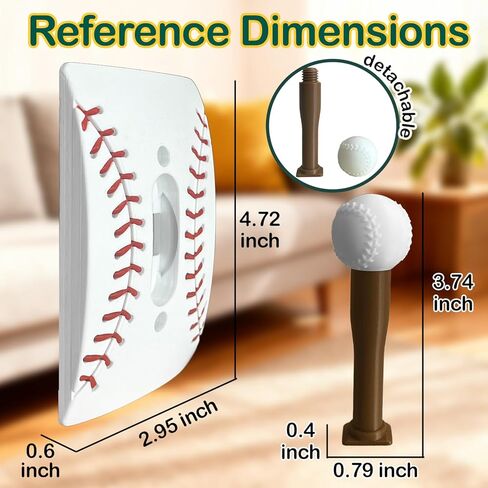 غطاء مفتاح الإضاءة بطابع البيسبول مع مقبض مضرب قابل للفصل، ديكور فريد لغرفة النوم الرياضية، هدية للمعجبين in Kuwait
