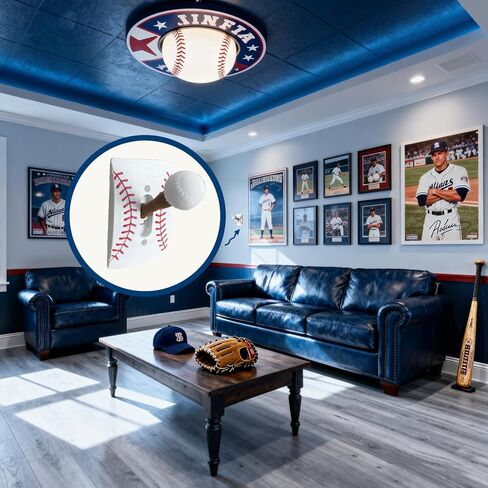 غطاء مفتاح الإضاءة بطابع البيسبول مع مقبض مضرب قابل للفصل، ديكور فريد لغرفة النوم الرياضية، هدية للمعجبين in Kuwait