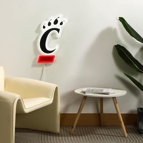 Officially Licensed Cincinnati Bearcats LED Neon Sign – 9.86" x 15" Red & White-Emitting Wall Light with Adjustable Brightness, Inline Dimmer & On/Off Switch, USB Powered with Adapter – College Wall Décor in Kuwait