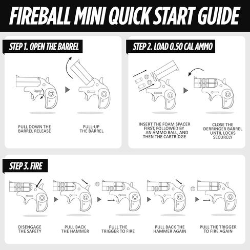 Fireball Mini, Smallest .50 Caliber Launcher, Dual-Ammo Air-Powered Home and Self-Defense Device, 50-Foot Range, Compact Non-Lethal Protection Set with Compressed-Air Capsules and Training Rounds in Kuwait