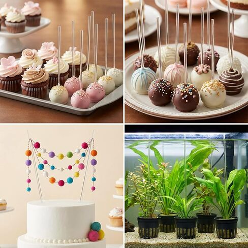 120 Pcs Clear Acrylic Sticks, 8 Inch 2 mm Diameter Acrylic Rods Round Cake Topper Sticks for DIY Crafts Cupcake Chocolate Cookie Dessert Decorations Cake Toppers Candy Cakes Pops Stick in Saudi Arabia