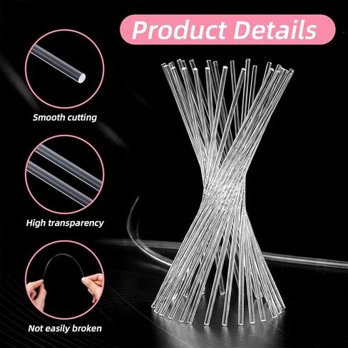 120 Pcs Clear Acrylic Sticks, 8 Inch 2 mm Diameter Acrylic Rods Round Cake Topper Sticks for DIY Crafts Cupcake Chocolate Cookie Dessert Decorations Cake Toppers Candy Cakes Pops Stick in Saudi Arabia