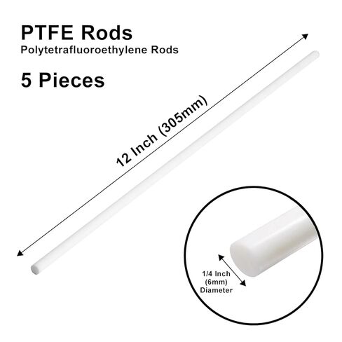 قضيب مستدير من البلاستيك الأبيض مقاس 1/4 بوصة من مادة PTFE، طول 13 بوصة، قضيب رفيع بقطر 6 مم من البولي تيترافلوروإيثيلين عبوة من 5 قطع من Mujoony in Kuwait