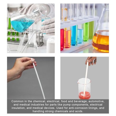 قضيب مستدير من البلاستيك الأبيض مقاس 1/4 بوصة من مادة PTFE، طول 13 بوصة، قضيب رفيع بقطر 6 مم من البولي تيترافلوروإيثيلين عبوة من 5 قطع من Mujoony in Kuwait