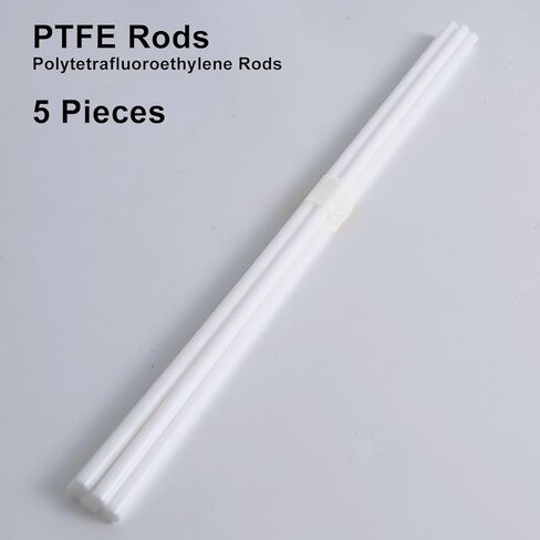 قضيب مستدير من البلاستيك الأبيض مقاس 1/4 بوصة من مادة PTFE، طول 13 بوصة، قضيب رفيع بقطر 6 مم من البولي تيترافلوروإيثيلين عبوة من 5 قطع من Mujoony in Kuwait