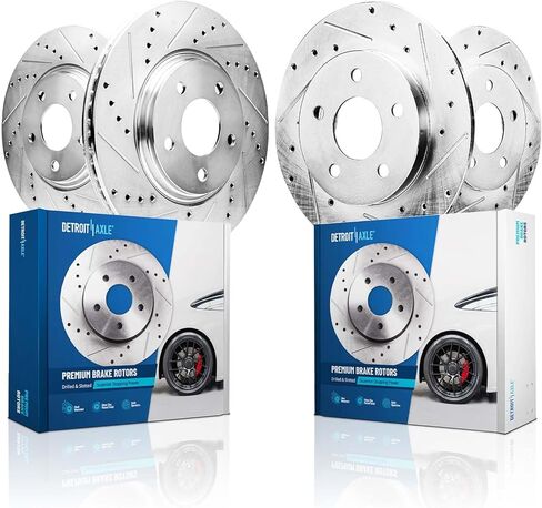 Detroit Axle - Rear 2pc Brake Rotors for 2000-2005 Ford Excursion, 1999-2004 F-250 F-350 Super Duty, 2 Drilled & Slotted Disc Brake Rotors 2001 2002 2003 Replacement in Kuwait
