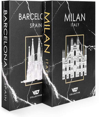 Modern Decorative Books - Set of 2 Boxes with Hidden Storage for Coffee Table, Bookshelf or Mantle Decor with Magnet Closure - Beautiful Faux Books for Minimalistic Home Decor with Small Storage in Saudi Arabia