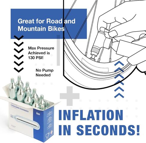 ICO 150 قطعة 16 جرام خراطيش ثاني أكسيد الكربون مترابطة لمنفاخ إطارات الدراجة ودراجات MTB ودراجات الطرق - درجة الغذاء in Kuwait