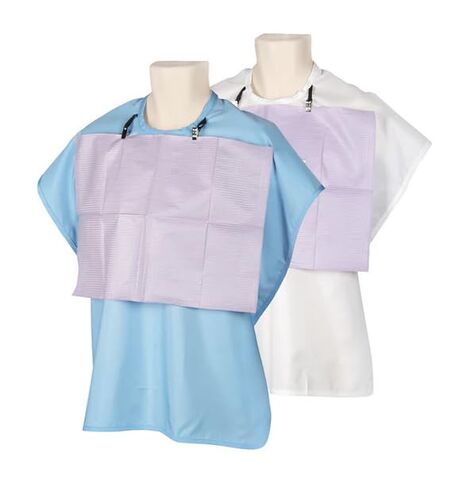 2/Pk مريلة حاجز مريض الأسنان مريلة بوليستر زرقاء مع مشابك حامل للمرايل بطول الكاحل 27 بوصة عرض × 30 بوصة طول in Saudi Arabia