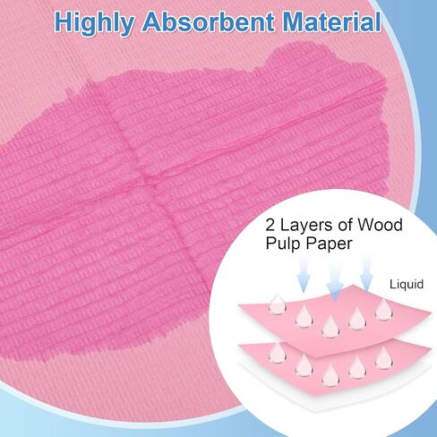 Pink Dental Bibs Disposable 50 Pack Waterproof Dentist Bibs Sheet with No Leakage Poly Back, 3 Ply 13 x 18 inch Disposable Nail Mats for Clinic, Tattoo and Table Cover in Saudi Arabia