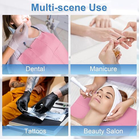 Pink Dental Bibs Disposable 50 Pack Waterproof Dentist Bibs Sheet with No Leakage Poly Back, 3 Ply 13 x 18 inch Disposable Nail Mats for Clinic, Tattoo and Table Cover in Saudi Arabia