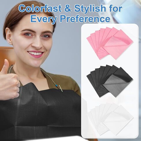 Pink Dental Bibs Disposable 50 Pack Waterproof Dentist Bibs Sheet with No Leakage Poly Back, 3 Ply 13 x 18 inch Disposable Nail Mats for Clinic, Tattoo and Table Cover in Saudi Arabia