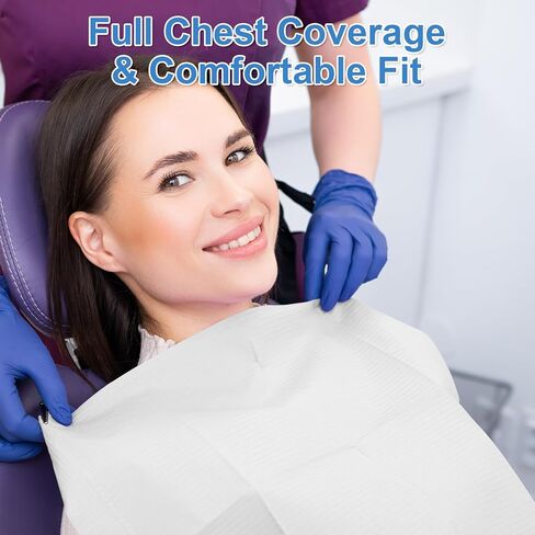 Pink Dental Bibs Disposable 50 Pack Waterproof Dentist Bibs Sheet with No Leakage Poly Back, 3 Ply 13 x 18 inch Disposable Nail Mats for Clinic, Tattoo and Table Cover in Saudi Arabia