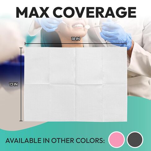 Reli. White Dental Bibs (300 Pack) | 13"x18" Dental Bibs Disposable for Patients, Dentists | 3-Ply Waterproof, Disposable Sheets for Medical Tray Cover, Nail Mat, Tattoo Shop in Saudi Arabia