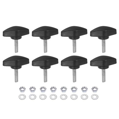 8pcs Tee Wing Knobs M5 x 20mm Metric Thread 36mm T Head Plastic Handles Thumb Screws Hand Clamping Threaded Stud Knob Grip Thumbscrew with Nuts Washers, Black in Saudi Arabia