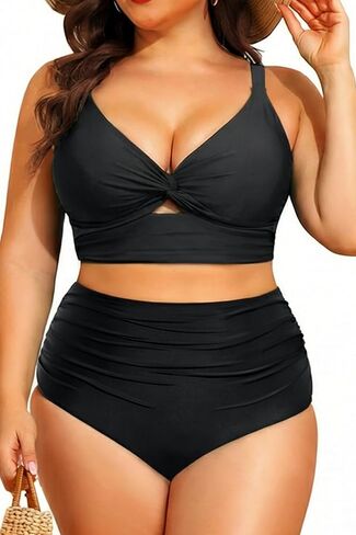 Daci Plus Size Two Piece Swimsuits - Women High Waisted Bikini Tummy Control Bathing Suits Knot Twist Swimwear 2025 in Kuwait