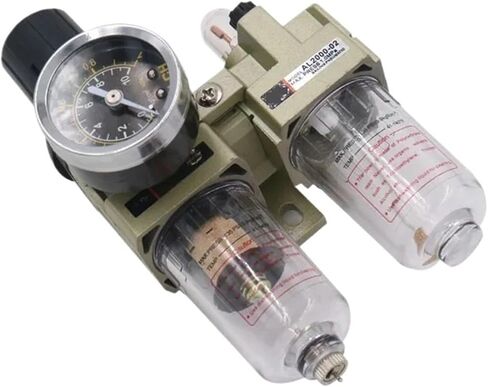 AC1010 M5 Pneumatic Air Filter Regulator with Lubricator Combination 1/8' 1/4' Water Oil Separator for Compressed(AC1010-M5,Automatic drain) in Kuwait