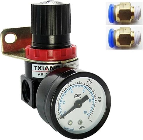 1PCS AR2000 G1/4'' Air Control Compressor Pressure Relief Regulator Valve with Fitting Gauge and Bracket(AR2000 and PC12-02) in Kuwait