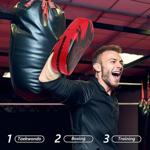 Angoily Muay Thai Kick Shield ووسادات تدريب التايكوندو، جلد بولي يوريثان مقاوم للانفجار، قفازات التركيز والحجب من أجل اللياقة البدنية والفنون القتالية وتدريب الكيك بوكسينغ in Saudi Arabia