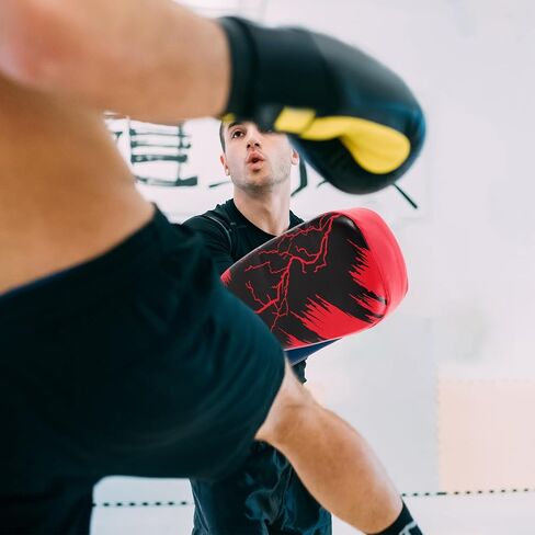TOYANDONA Taekwondo Training Kick Paddle and Boxing Shield Pad, Black Red Pu Material, Explosion-Proof Martial Arts Hand Target for Kickboxing, Muay Thai, Karate Fitness Practice in Saudi Arabia