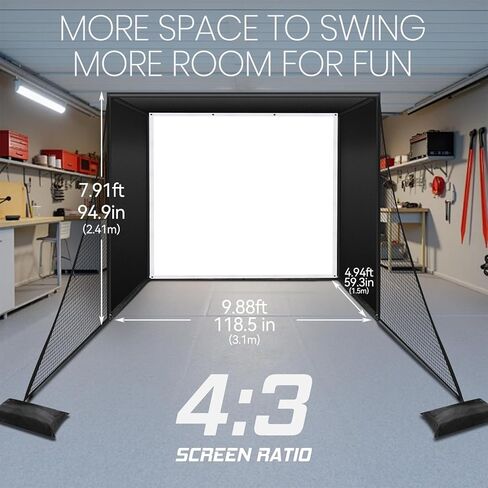 شبكة ضميمة محاكي الجولف، طقم شبكة جولف سيم مقاس 10 × 8 قدم مع شاشة تأثير ثلاثية الطبقات ممتازة، وأنابيب إطار مبطنة من الإسفنج، وشبكة حاجز جانبي وقماش مقاوم للضوء، ومعدات ممارسة المرآب الداخلي in Kuwait