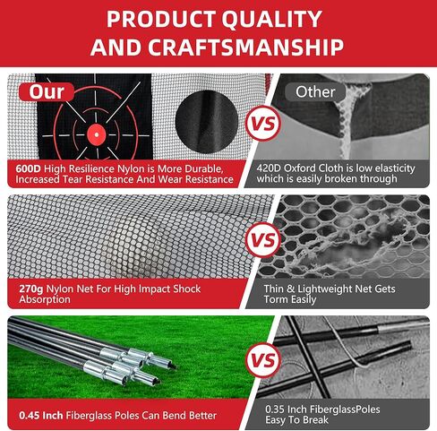 شبكة تدريب الجولف مقاس 10 × 7 أقدام مع هدف التقطيع، وبساط قابل للطي، و8 تي شيرتات و6 كرات - شبكة ضرب جولف الكل في واحد للفناء الخلفي، والاستخدام الداخلي والخارجي، وتتضمن حقيبة حمل لسهولة التخزين in Kuwait