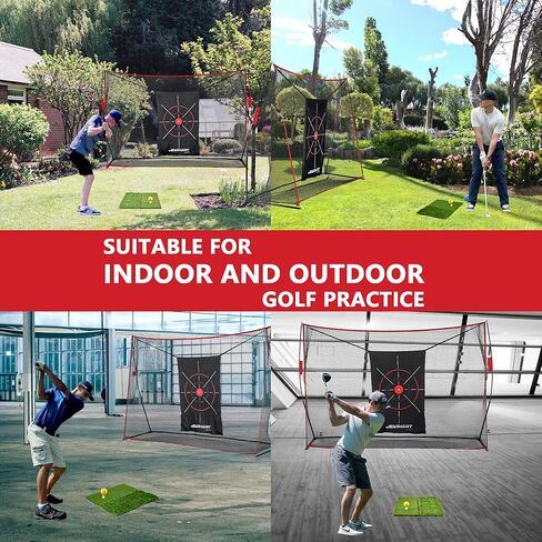شبكة تدريب الجولف مقاس 10 × 7 أقدام مع هدف التقطيع، وبساط قابل للطي، و8 تي شيرتات و6 كرات - شبكة ضرب جولف الكل في واحد للفناء الخلفي، والاستخدام الداخلي والخارجي، وتتضمن حقيبة حمل لسهولة التخزين in Kuwait