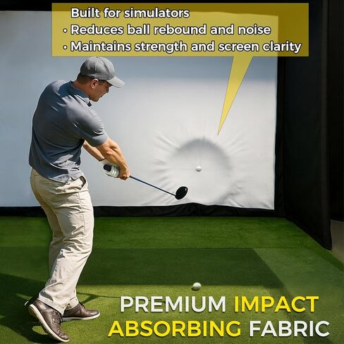 Golf Simulator Enclosure 10 x 8 ft with Upgraded Dual-Layer Impact Screen Kit, HD Projection Surface, Thick Foam Edge Padding, Safety Side Nets for Indoor Home Garage Golf Cage Practice Training in Saudi Arabia