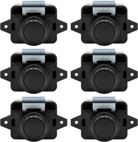 Push to Close Lock Marine Grade, Motorhome Hardware with Mounting Screws, Rv Door Latch with Zinc Alloy Bolt, Push Button Cabinet Lock 6 Pack in Saudi Arabia