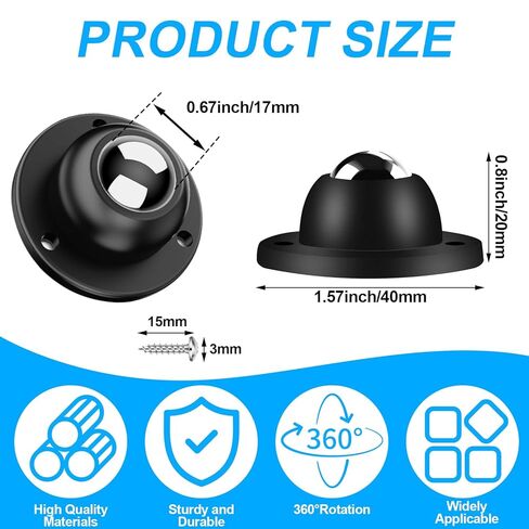 4PCS Self Adhesive Caster Wheels, 360 Degree Rotating Swivel Wheels, 1 Inch Swivel Steel Universal Wheel Appliance Sliders, 28 LBS Load Capacity for Furniture, Storage Box, Trash Can in Saudi Arabia